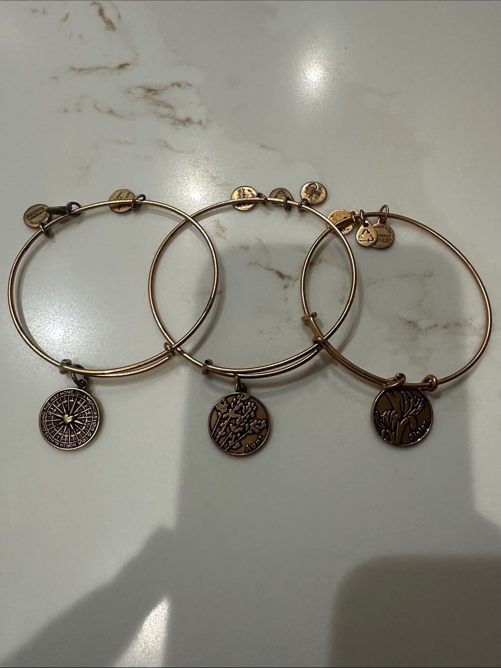 Alex and Ani Gold Charm Bangle Bracelet Set - Set of 3